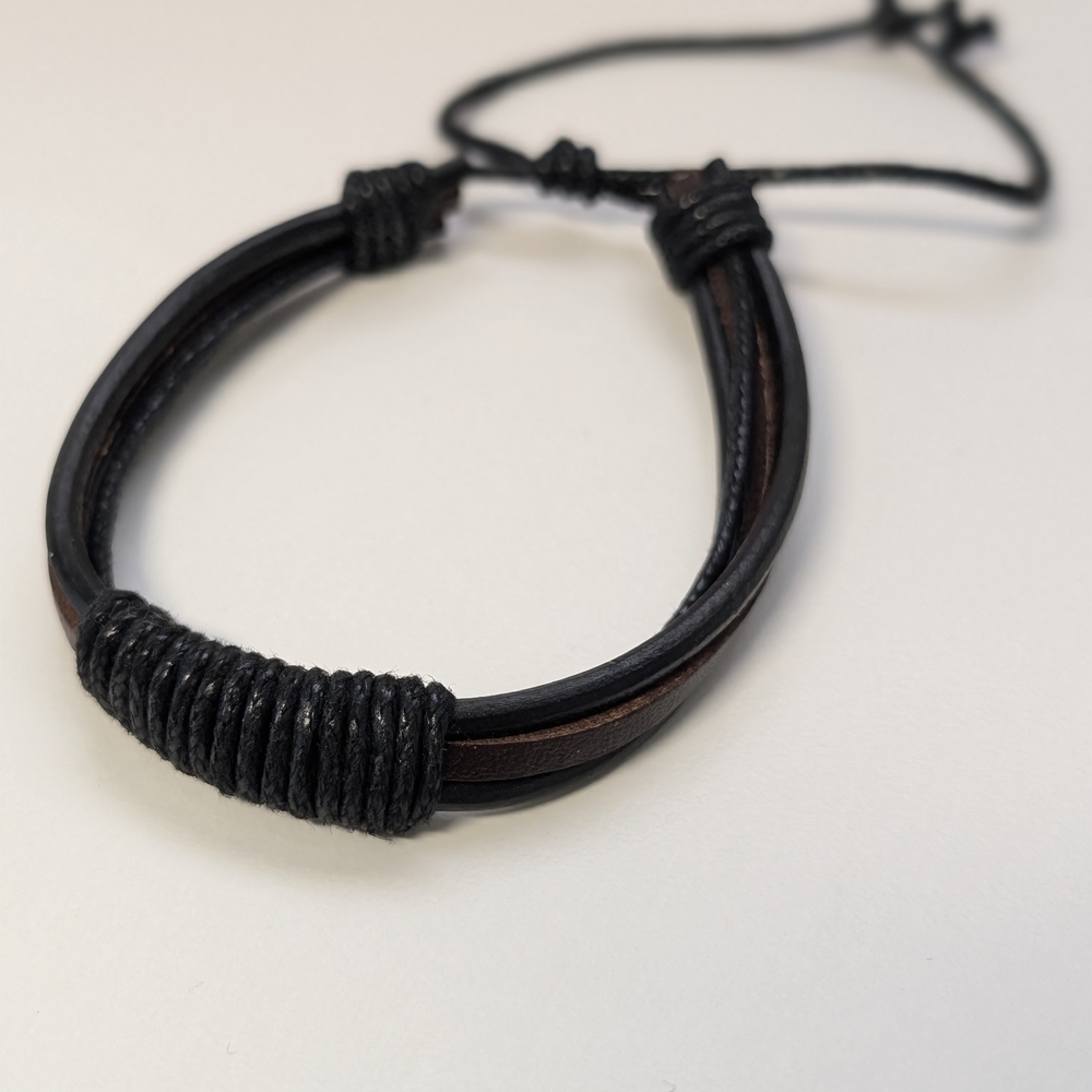Black and Brown Leather Bracelet